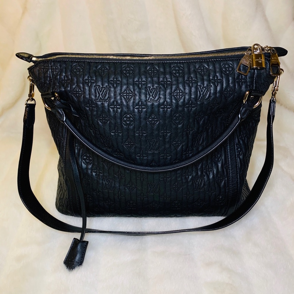 Louis Vuitton Black Leather Logo Bag